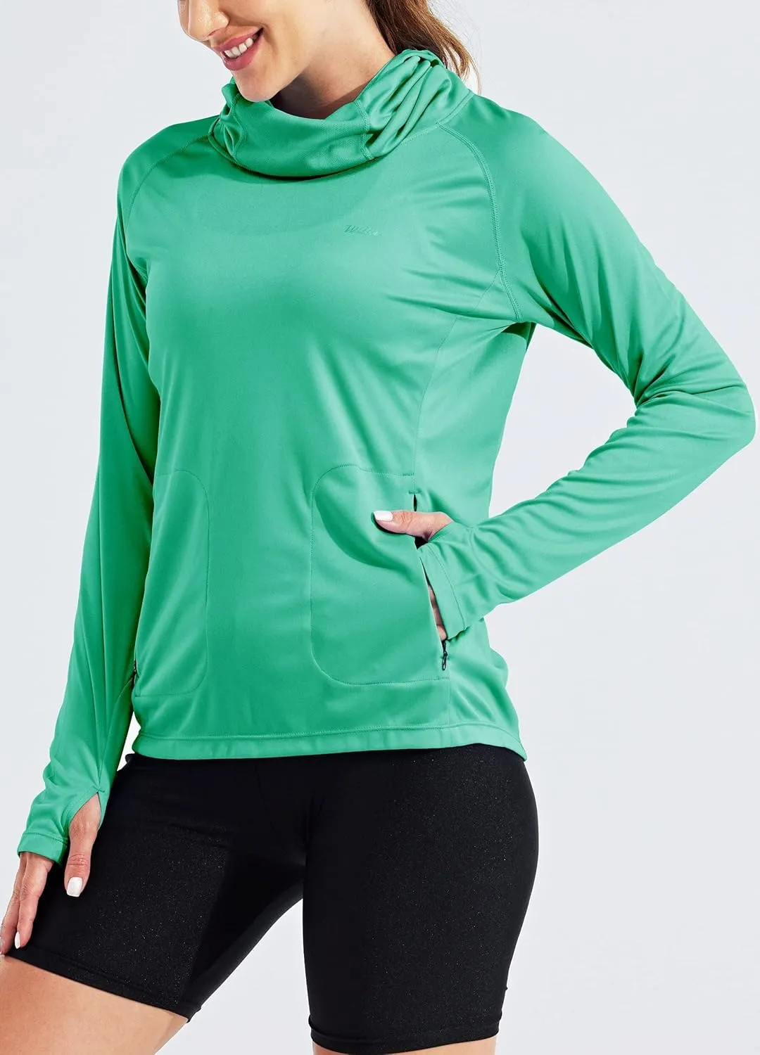 Willit Women's Sun Protection Hoodie UPF 50  Fishing Hiking Shirt Long Sleeve SPF Shirt with Face Mask Lightweight