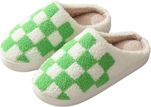 Winter Indoor Plush Slippers Warm Soft Cotton Slippers Gingham Cotton Slippers for Men's & Women's
