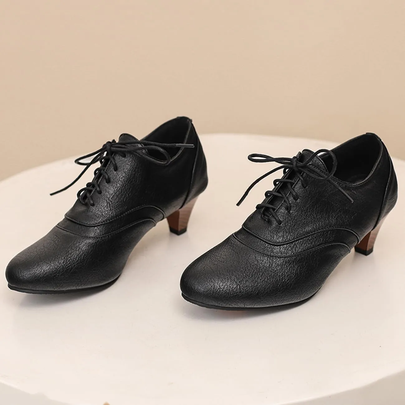 Womens Chunky Low Heel Oxford Pumps Kitten Heel Lace Up Pumps US4-14