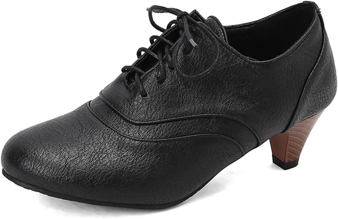 Womens Chunky Low Heel Oxford Pumps Kitten Heel Lace Up Pumps US4-14