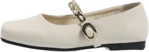 Women's Flat Mary Jane Shoes - Soft Sole French Burgundy Wine Red Square Toe Flats Slip on Work Retro Casual Office