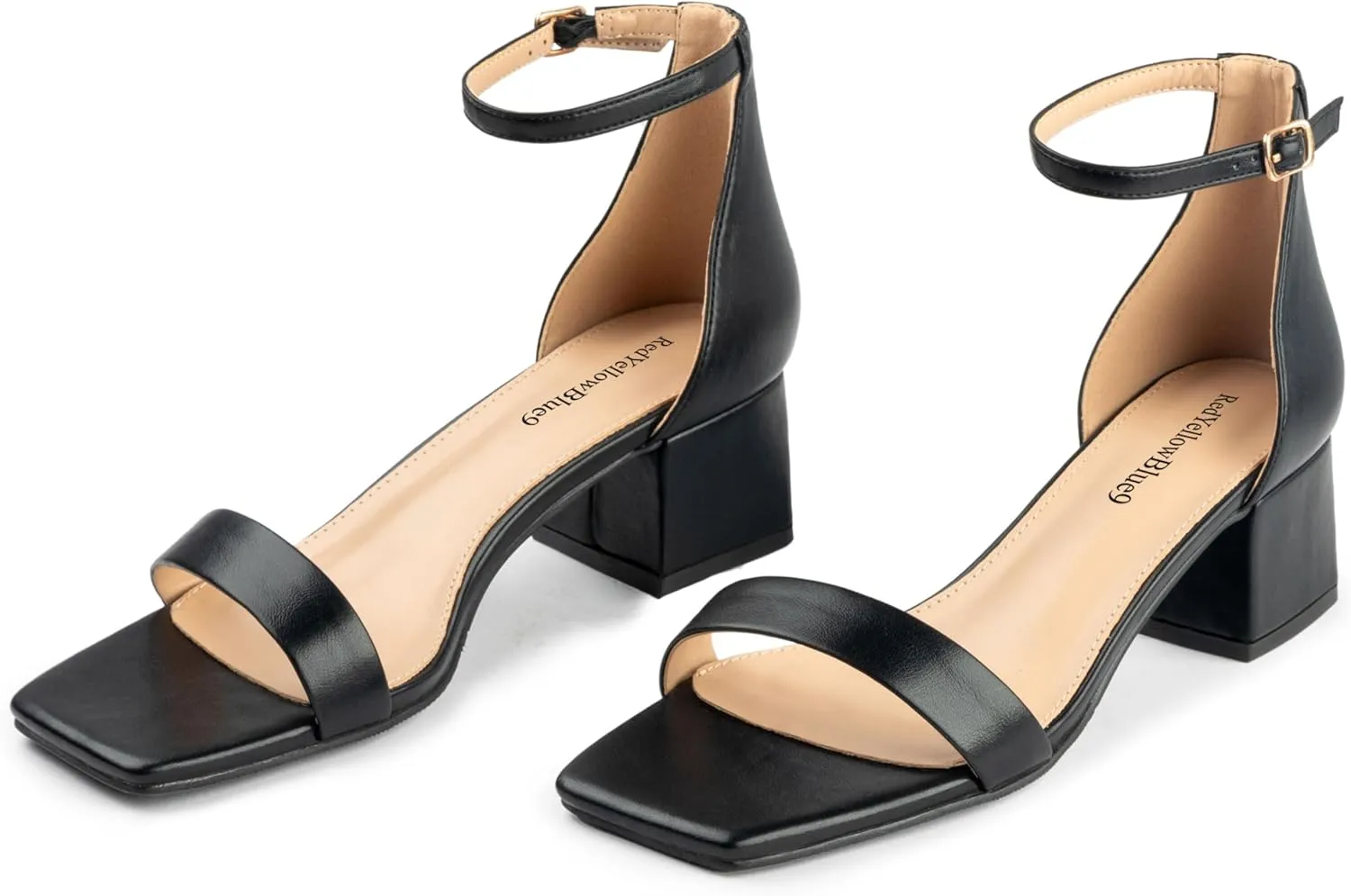 Women's Low Heels Square Open Toe Block Heeled Dress Ankle Strap Pump Holiday Party Homecoming Prom Wedding Sandals Fashionable