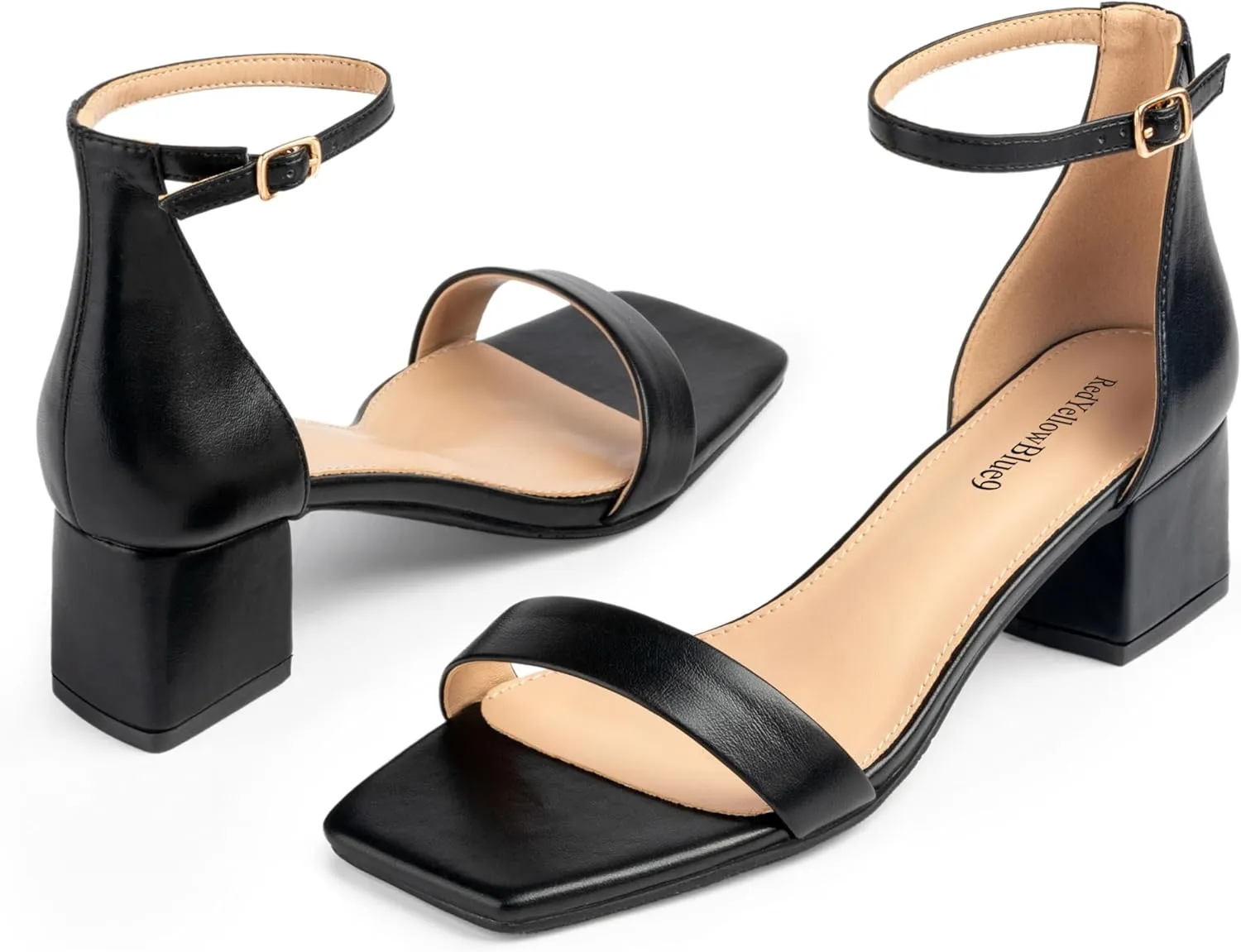 Women's Low Heels Square Open Toe Block Heeled Dress Ankle Strap Pump Holiday Party Homecoming Prom Wedding Sandals Fashionable
