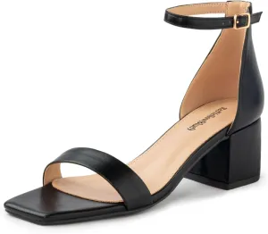 Women's Low Heels Square Open Toe Block Heeled Dress Ankle Strap Pump Holiday Party Homecoming Prom Wedding Sandals Fashionable