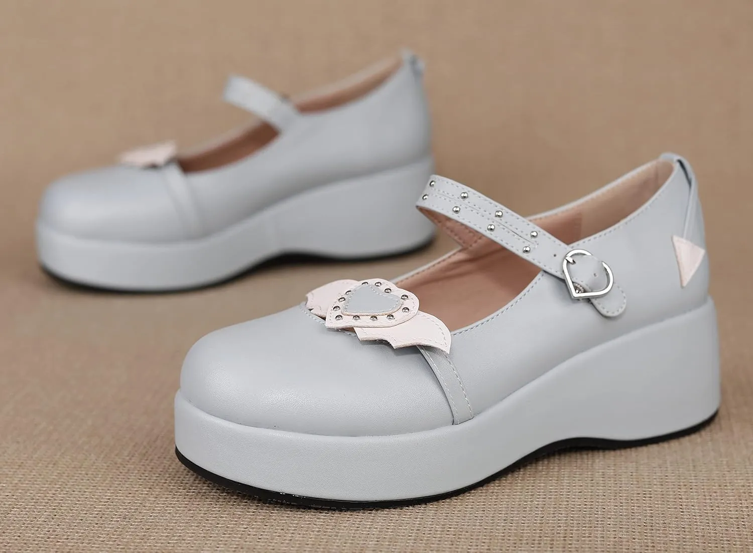 Women's Mary Jane Shoes Lolita Round Toe Block Heels Gothic Sweet Heart Floral Oxfords Ankle T-Strap Platform Dress Shoes Classic Gothic Pumps