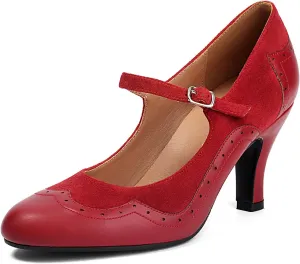 Women's Mary Jane Wingtip Rockability Close Round Toe Vintage 1950s Heels Oxford 1930s Ankle Straps Retro 1920s Victorian Pumps Shoes