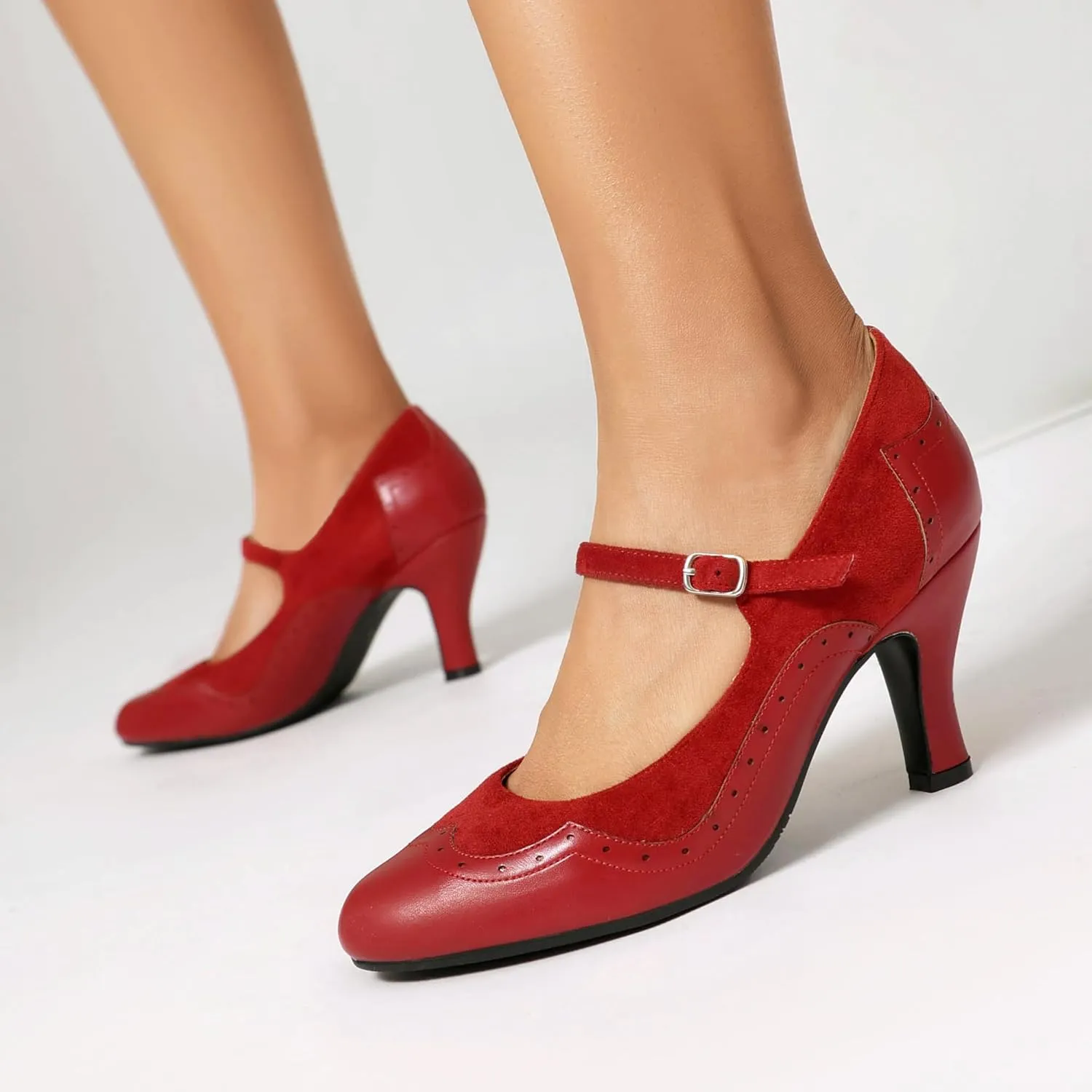 Women's Mary Jane Wingtip Rockability Close Round Toe Vintage 1950s Heels Oxford 1930s Ankle Straps Retro 1920s Victorian Pumps Shoes