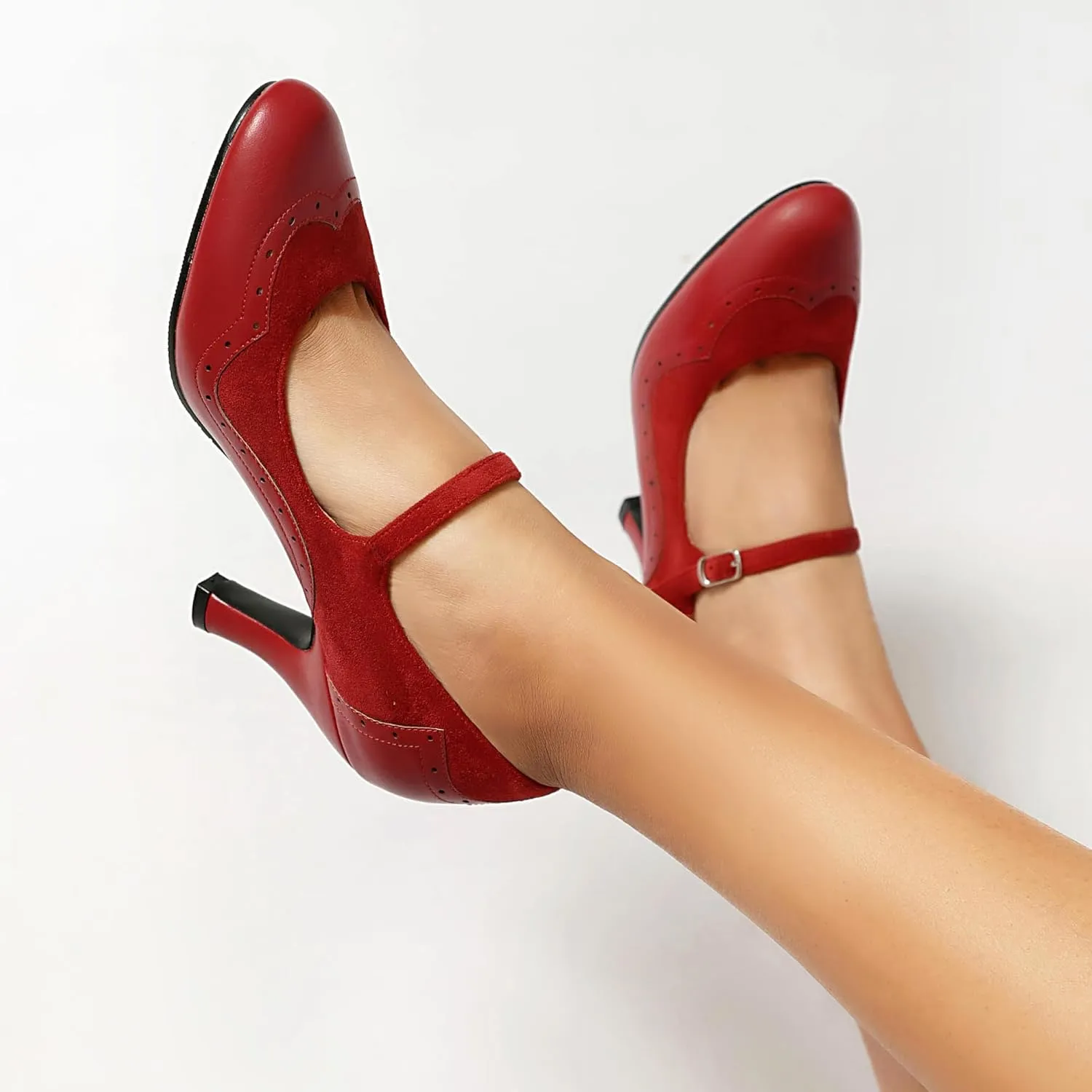 Women's Mary Jane Wingtip Rockability Close Round Toe Vintage 1950s Heels Oxford 1930s Ankle Straps Retro 1920s Victorian Pumps Shoes