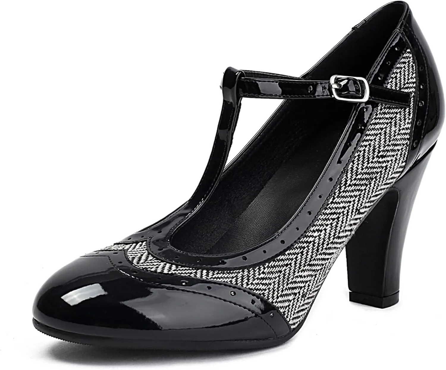 Women's Mary Jane Wingtip Rockability Oxford Close Round Toe Vintage 1950s Heels T-Straps Retro 1920s Victorian Pumps Shoes