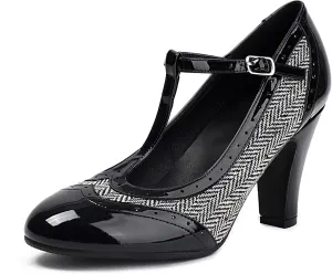 Women's Mary Jane Wingtip Rockability Oxford Close Round Toe Vintage 1950s Heels T-Straps Retro 1920s Victorian Pumps Shoes