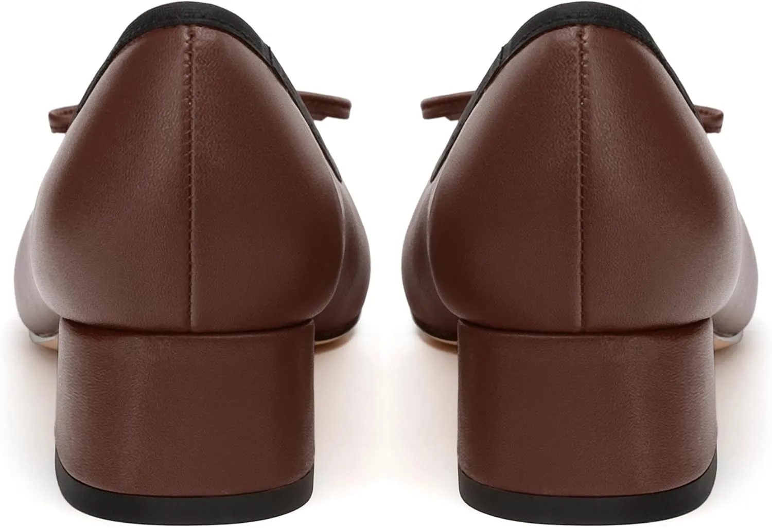 Womens Pumps, Square Toe Low Block Heel Pumps for Women, Leather Insole Comfort Daily Pump Shoes with Bow Tie 1.3"