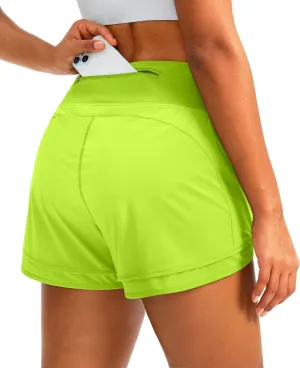 Women's Running Shorts High Waisted Quick-Dry 3 Inch Gym Workout Athletic Shorts for Women with Zipper Pocket