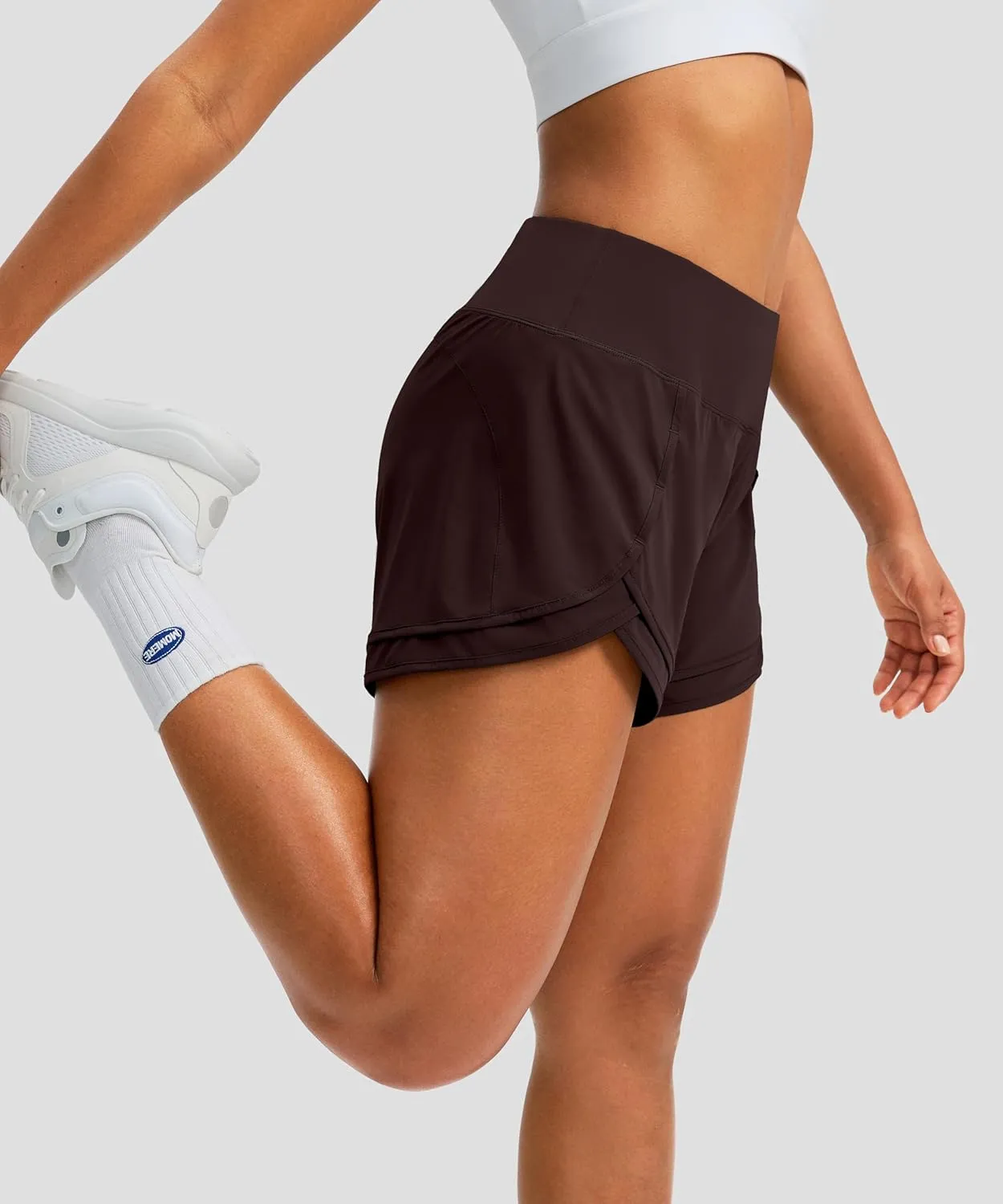 Women's Running Shorts High Waisted Quick-Dry 3 Inch Gym Workout Athletic Shorts for Women with Zipper Pocket