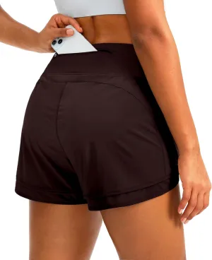 Women's Running Shorts High Waisted Quick-Dry 3 Inch Gym Workout Athletic Shorts for Women with Zipper Pocket