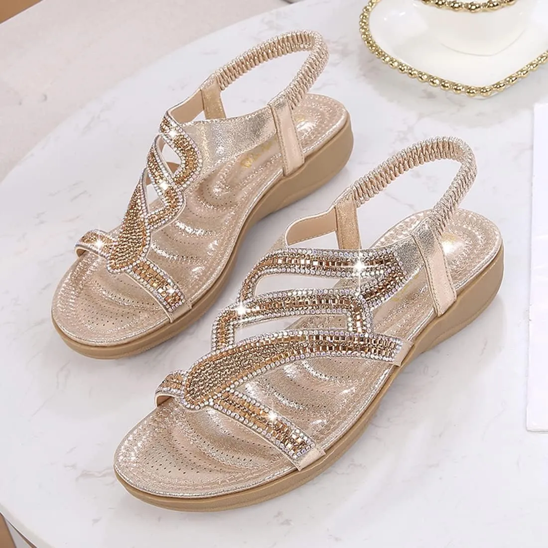 Womens Sandals Summer Dressy Flat Sandals Casual Comfortable Beach Bohemian Sandal Flat Shoes