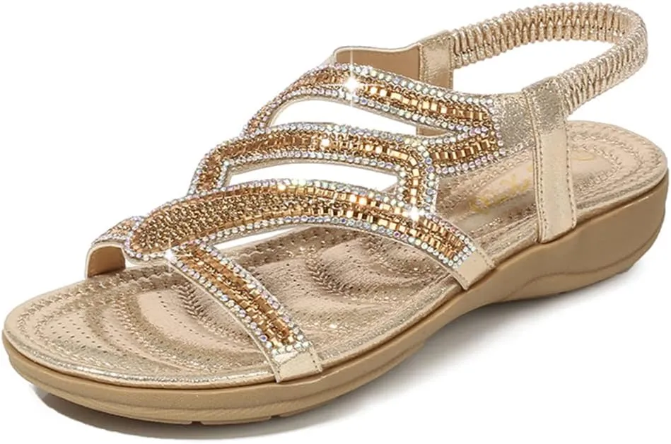 Womens Sandals Summer Dressy Flat Sandals Casual Comfortable Beach Bohemian Sandal Flat Shoes