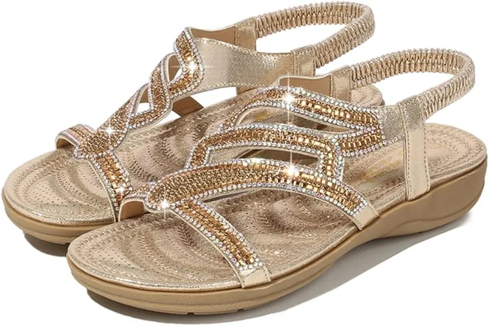 Womens Sandals Summer Dressy Flat Sandals Casual Comfortable Beach Bohemian Sandal Flat Shoes
