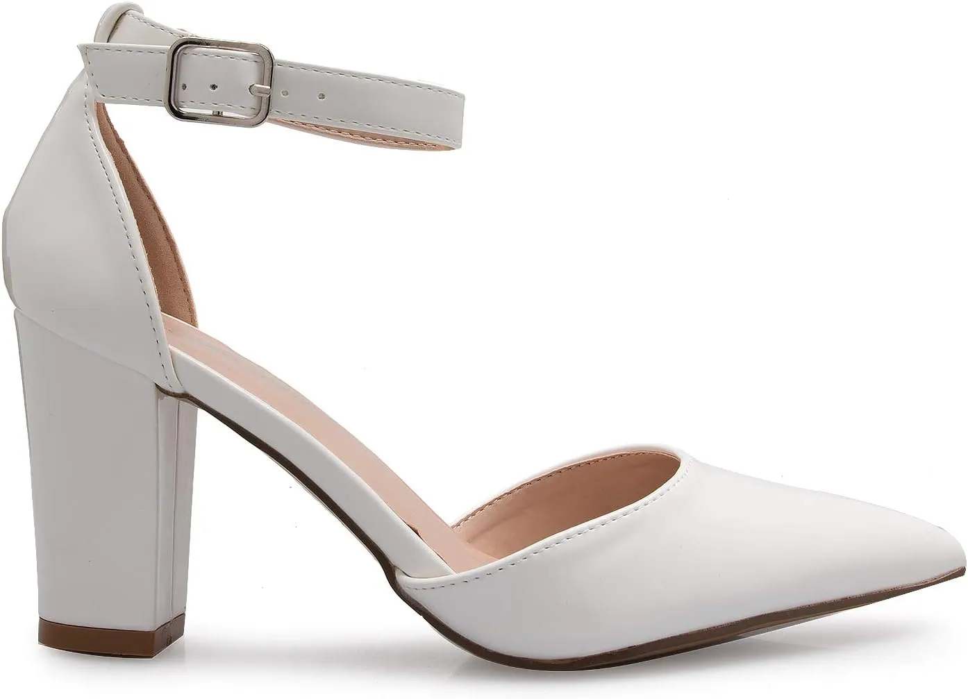 Women's Sexy D'Orsay Ankle Strap Pointed Toe Block Heel Pump - Classic, Comfortable