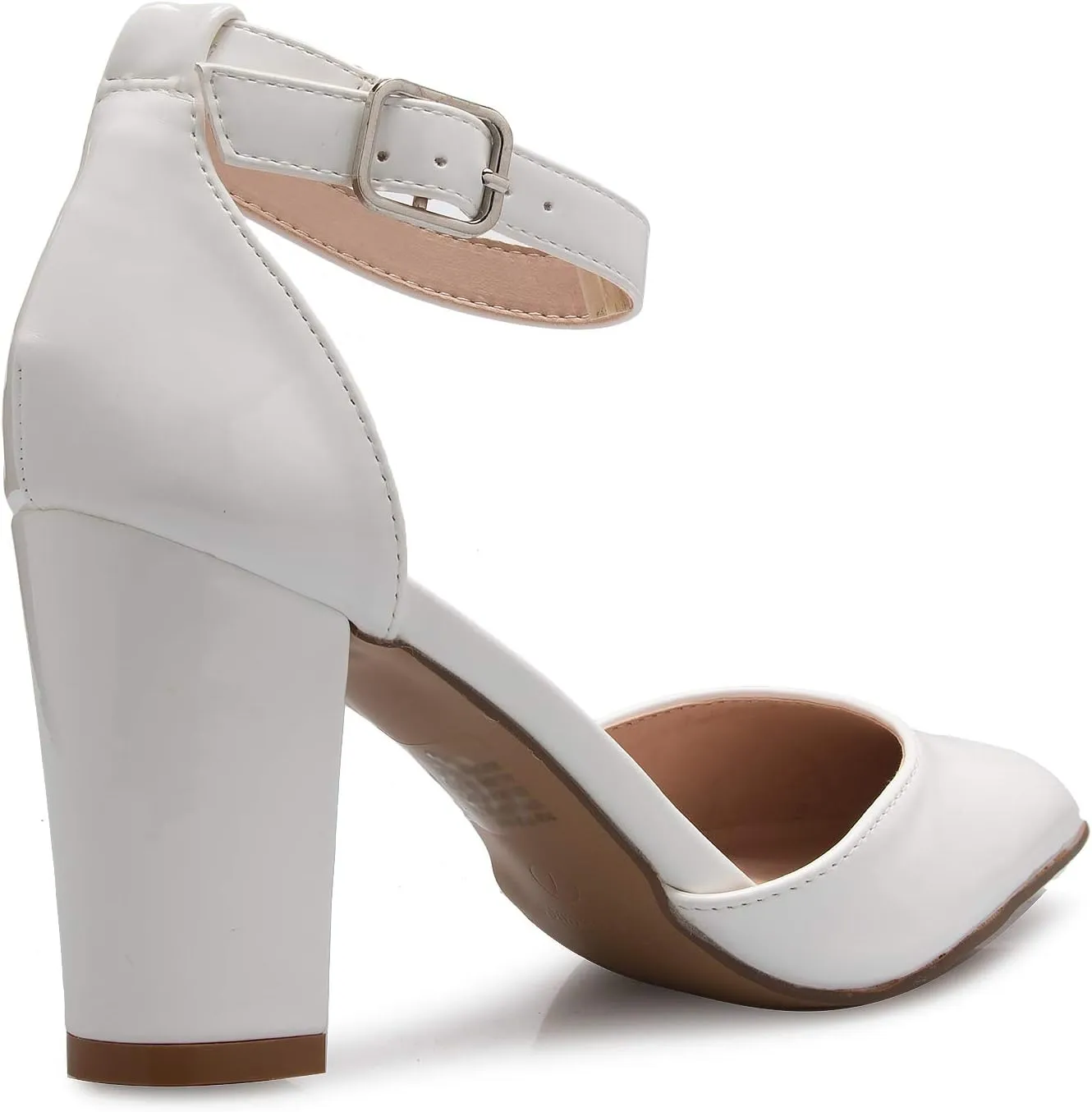 Women's Sexy D'Orsay Ankle Strap Pointed Toe Block Heel Pump - Classic, Comfortable