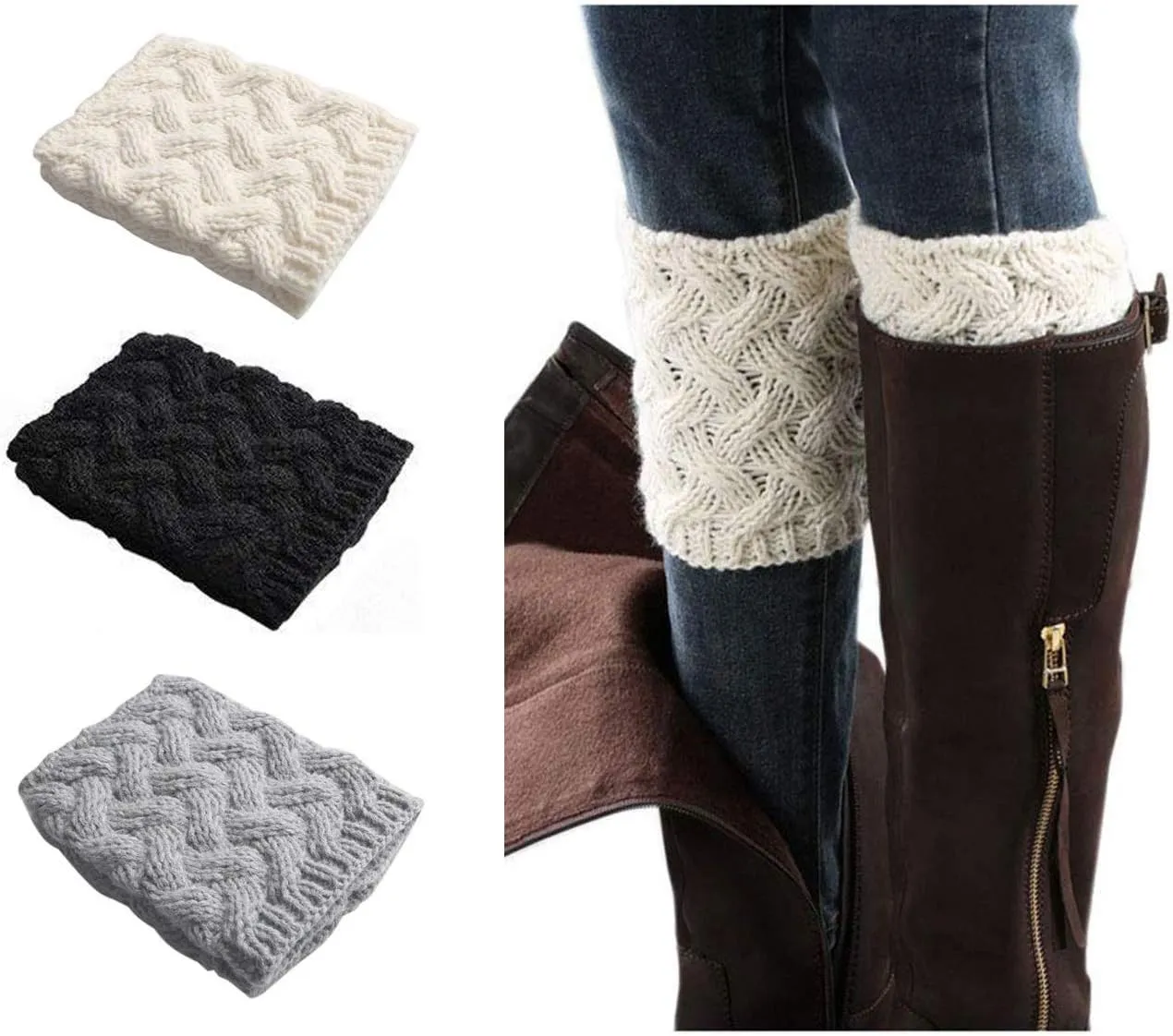 Womens Short Boots Socks Crochet Knitted Boot Cuffs Leg Warmers Socks