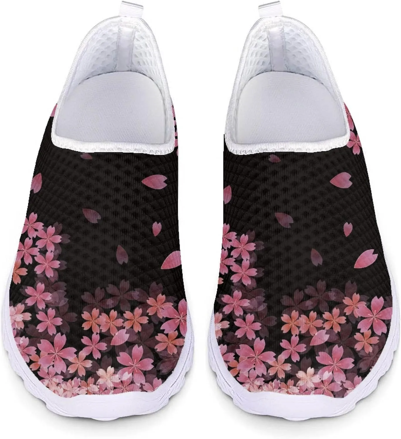 Womens Tennis Shoes Cherry Blossoms Breathable Casual Athletic Walking Shoes Casual Fashion Slip On Running Sneakers