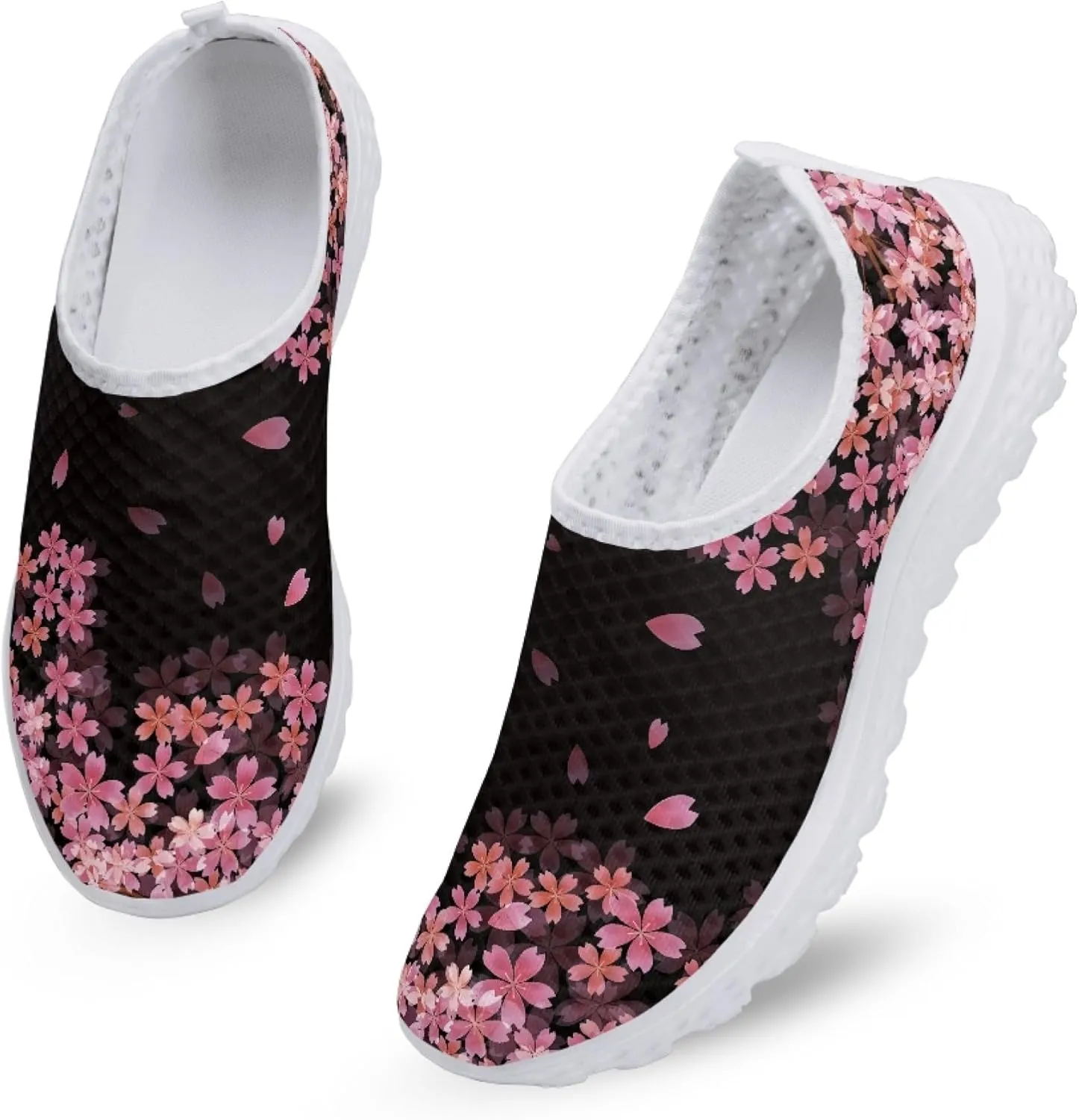 Womens Tennis Shoes Cherry Blossoms Breathable Casual Athletic Walking Shoes Casual Fashion Slip On Running Sneakers