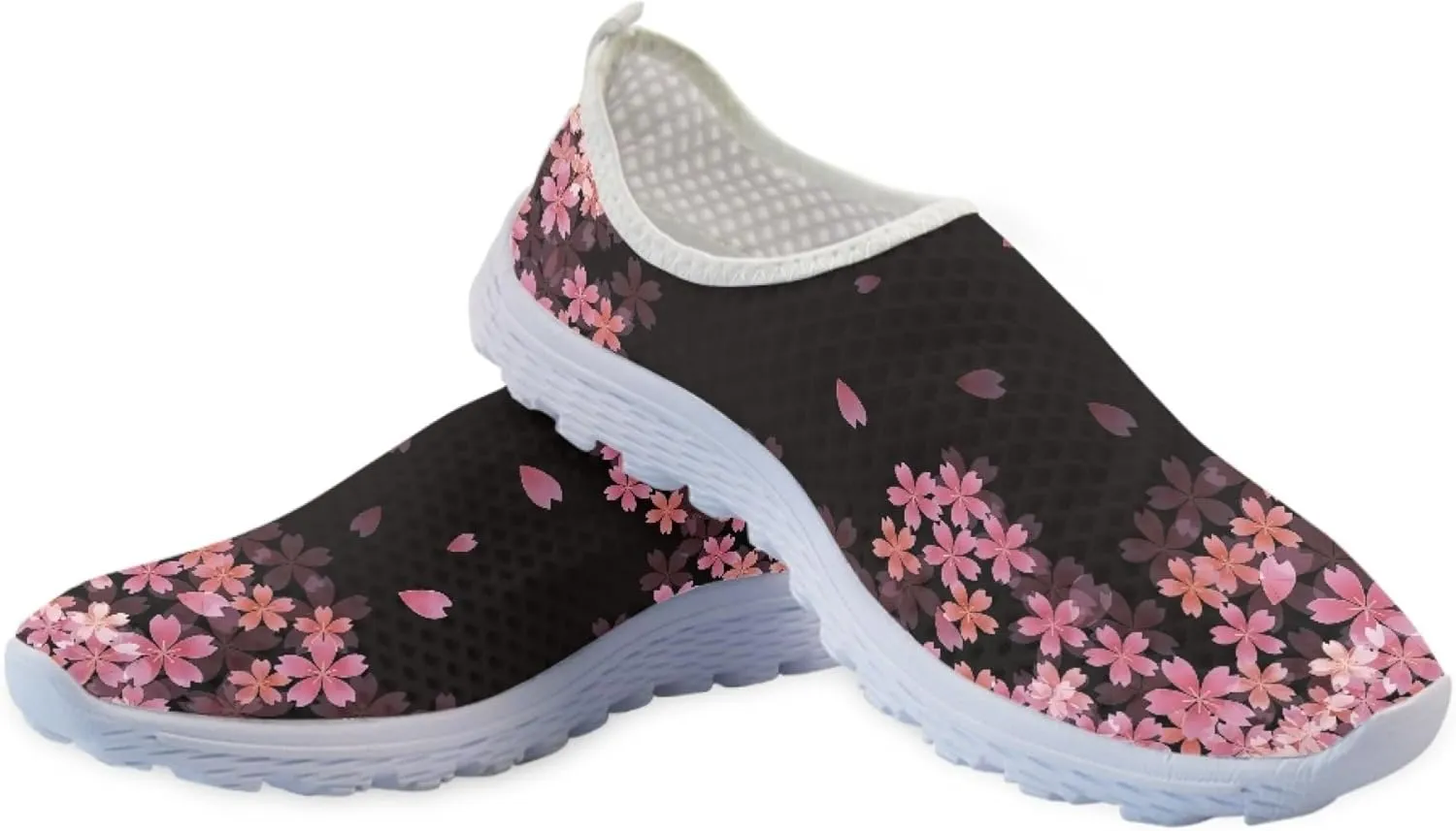 Womens Tennis Shoes Cherry Blossoms Breathable Casual Athletic Walking Shoes Casual Fashion Slip On Running Sneakers