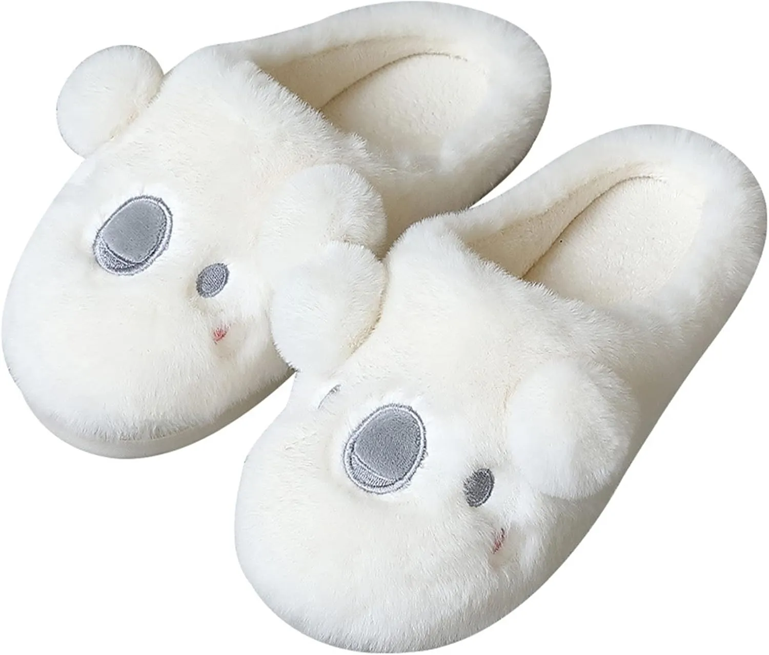 Womens Unisex Warm Fuzzy Soft Plush House Slippers Cute Sleeping Koala Animal Bedroom Home Shoes with Non-Slip Waterproof Rubber Sloe Indoor