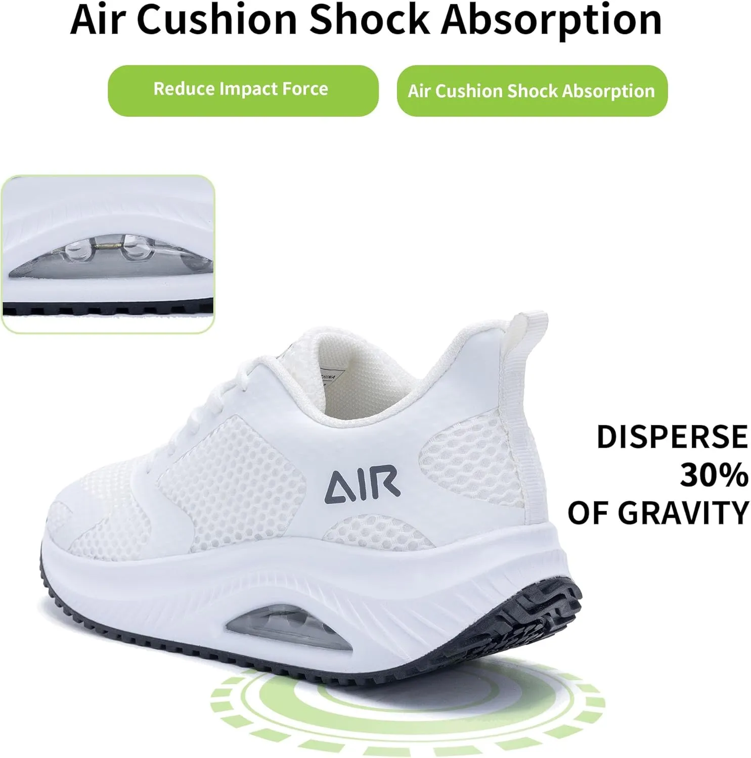 Women's Walking Shoes Air Cushion Comfortable Plantar Fasciitis Tennis Sneakers Non-Slip Breathable Orthotic Shoe for Foot Heel Pain Relief Size US 6-11