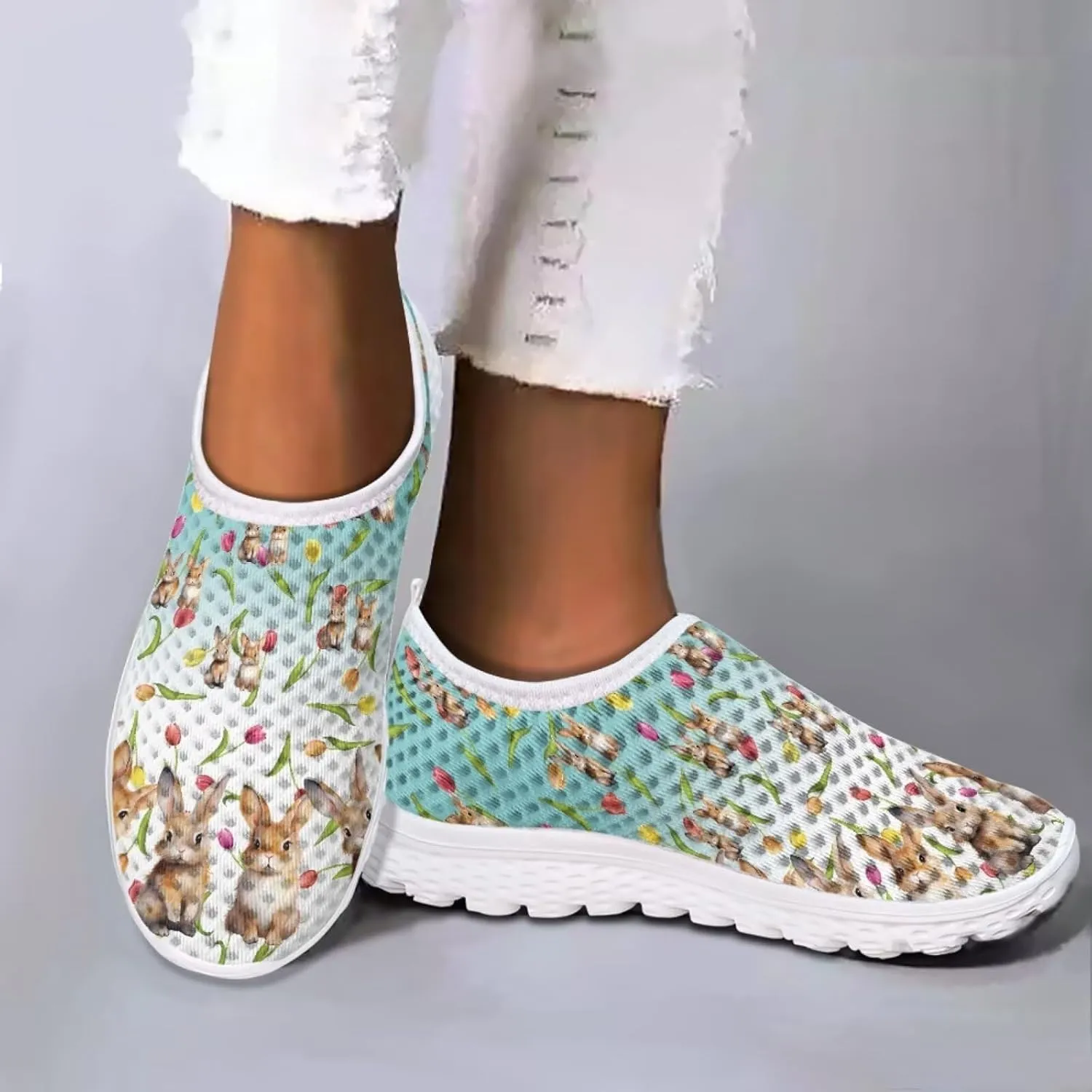 Women's Walking Shoes Men Mesh Sneaker Flat Slip On Breathable Trainers US 5-12