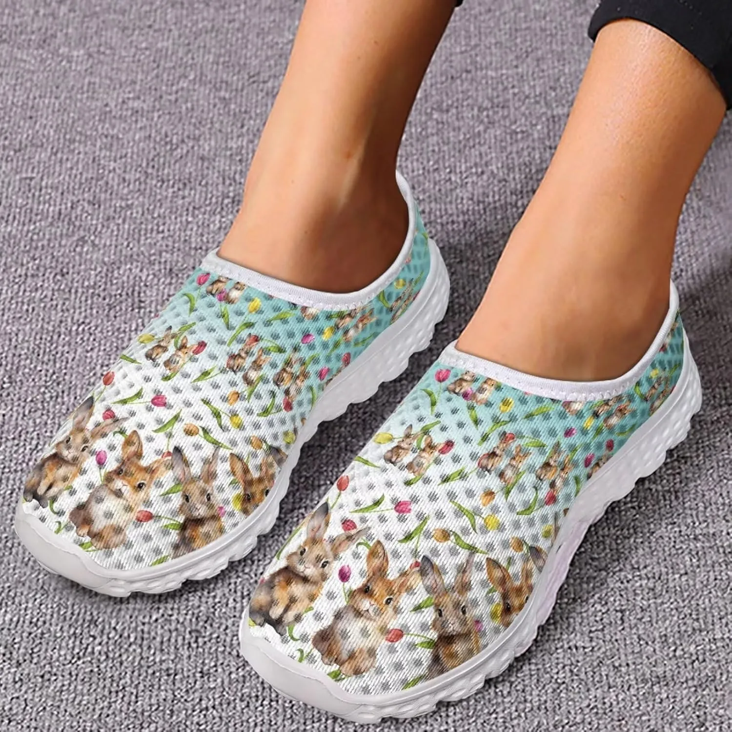 Women's Walking Shoes Men Mesh Sneaker Flat Slip On Breathable Trainers US 5-12