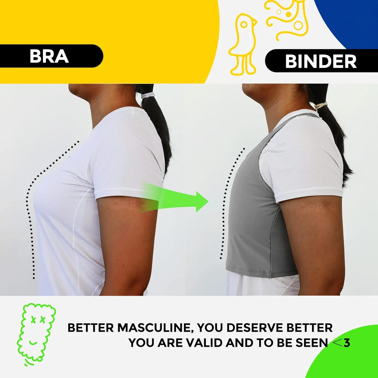 Wonababi Chest Binder Corsets for Transgender, Binder Trans with Zipper Flat Tank Top bustiers