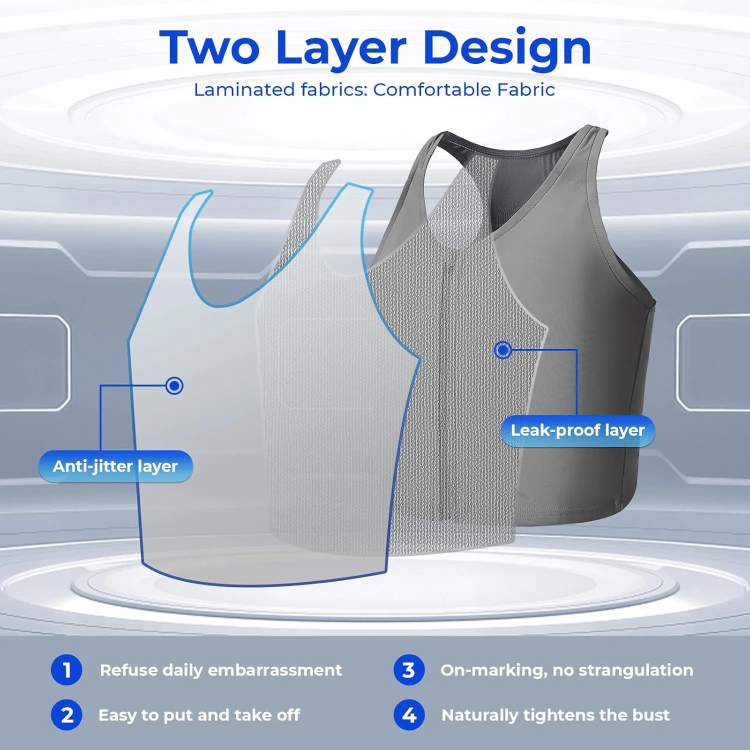 Wonababi Chest Binder Corsets for Transgender, Binder Trans with Zipper Flat Tank Top bustiers