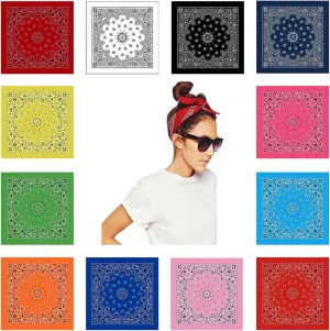 xsby 12 Piece Novelty Bandanas Paisley 100% Cotton Headwear