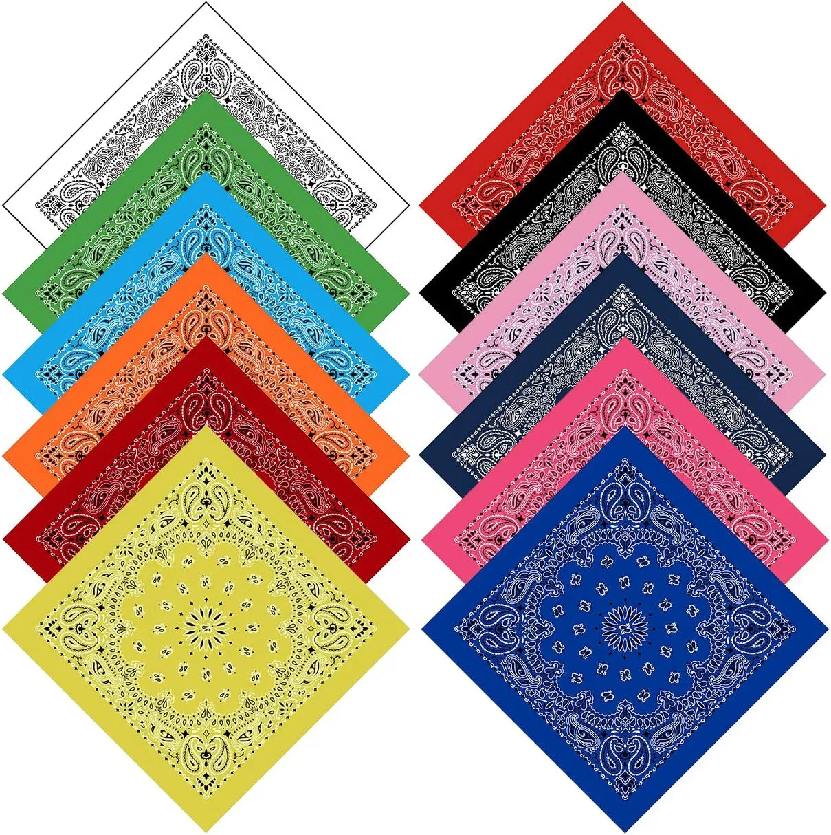 xsby 12 Piece Novelty Bandanas Paisley 100% Cotton Headwear