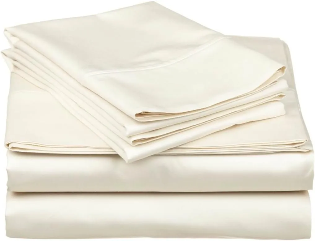 Xtream Fabric 4 Piece Real 800 Thread Count Bed Sheet Set - 100% Egyptian Cotton Ultra Soft Luxury Sheets - Italian Finish Fitted Sheet fits Upto 19” deep Pocket Mattress (King, Ivory Solid)
