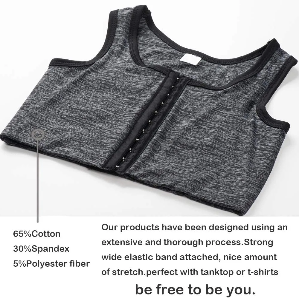 XUJI 3 Rows Central Clasp Chest Binder Tank Top