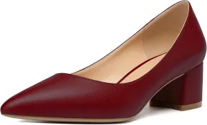 YODEKS Women's Closed-Pointed Toe Mid Block Heels Classic Pumps for Dating