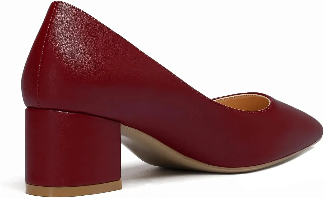 YODEKS Women's Closed-Pointed Toe Mid Block Heels Classic Pumps for Dating