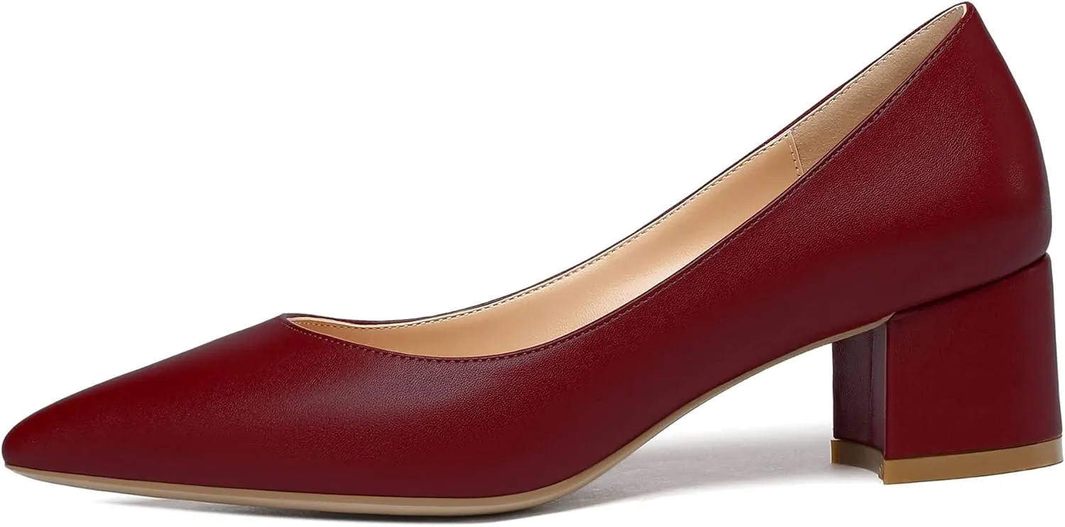 YODEKS Women's Closed-Pointed Toe Mid Block Heels Classic Pumps for Dating