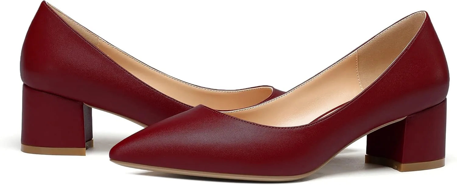 YODEKS Women's Closed-Pointed Toe Mid Block Heels Classic Pumps for Dating