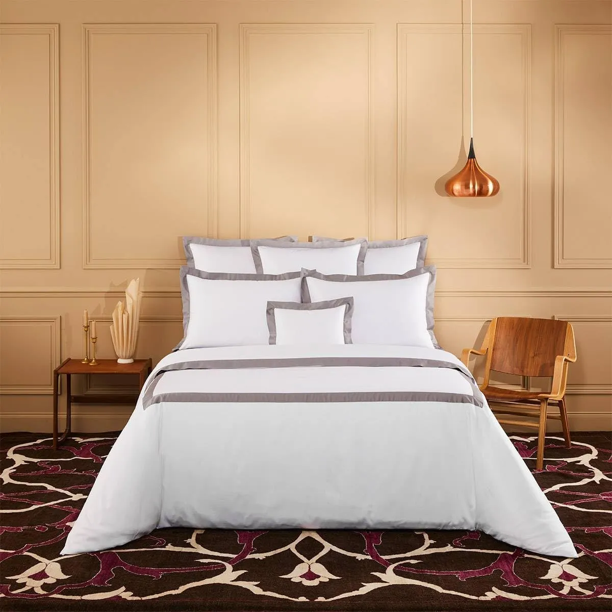 Yves Delorme Linea Platine (Platinum Grey) King 21 x 37 in Sham - Extra Soft and Warm Luxury Sheets, 100% Natural Organic French Bed Linens - Breathable and Durable