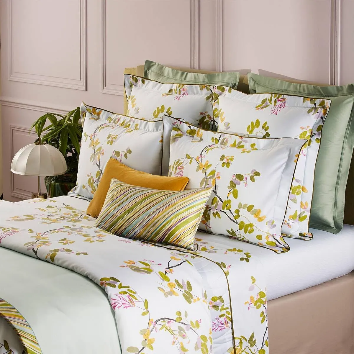 Yves Delorme Luciole Multicolor Queen 63 x 81 in Fitted Sheet - Extra Soft and Warm Luxury Sheets, 100% Natural Organic French Bed Linens - Breathable and Durable
