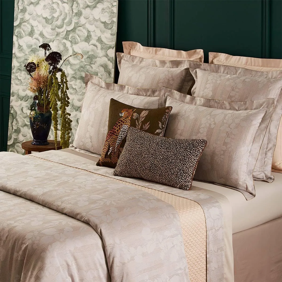 Yves Delorme Nymphes Multicolor California King 75 x 85 in Fitted Sheet - Extra Soft and Warm Luxury Sheets, 100% Natural Organic French Bed Linens - Breathable and Durable