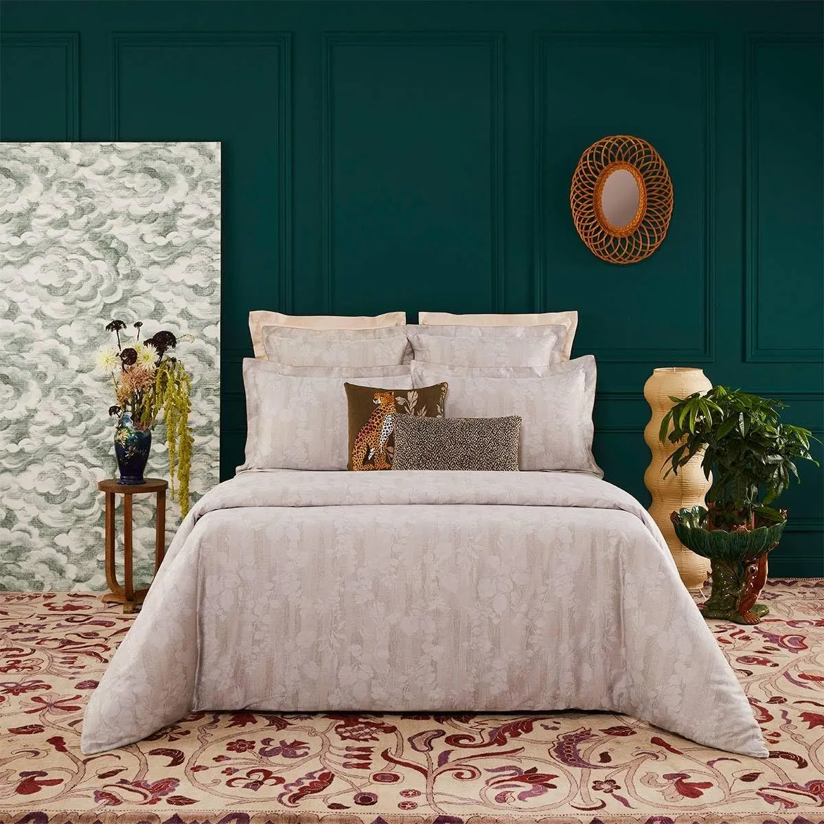 Yves Delorme Nymphes Multicolor California King 75 x 85 in Fitted Sheet - Extra Soft and Warm Luxury Sheets, 100% Natural Organic French Bed Linens - Breathable and Durable
