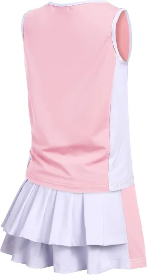 Zaclotre Girls Tennis Golf Dress Outfit Sleeveless Tank Top and Skorts Sets Sport Skirt with Shorts
