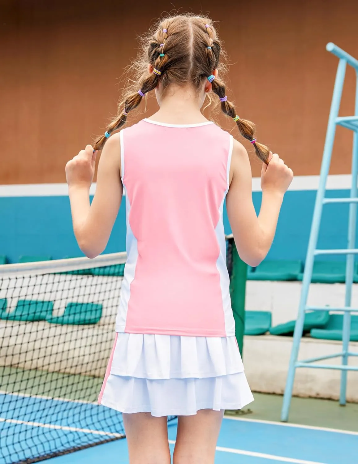 Zaclotre Girls Tennis Golf Dress Outfit Sleeveless Tank Top and Skorts Sets Sport Skirt with Shorts