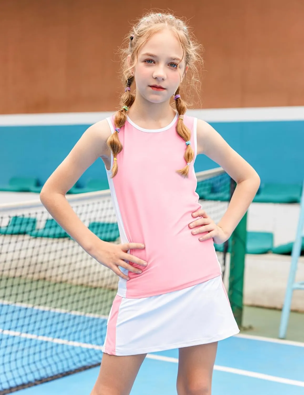 Zaclotre Girls Tennis Golf Dress Outfit Sleeveless Tank Top and Skorts Sets Sport Skirt with Shorts