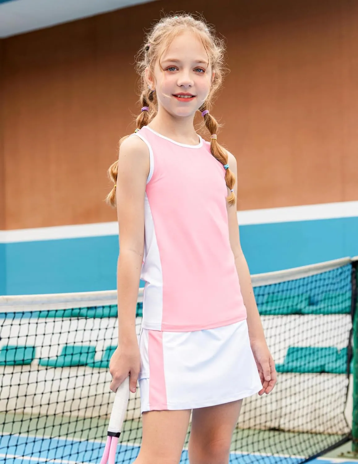Zaclotre Girls Tennis Golf Dress Outfit Sleeveless Tank Top and Skorts Sets Sport Skirt with Shorts