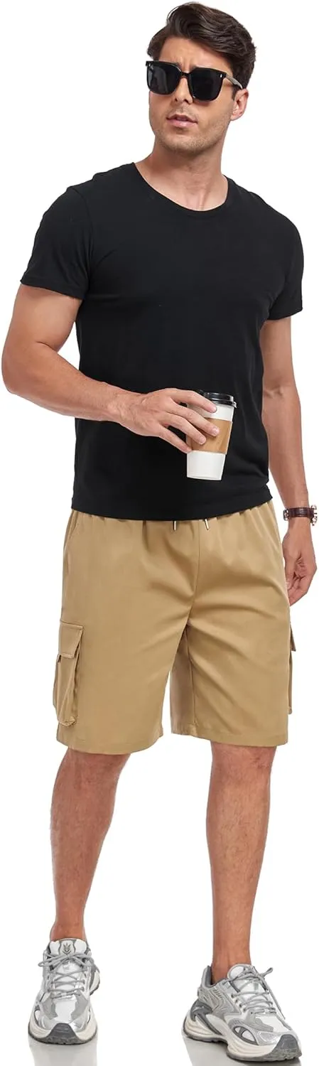 ZAFUL Mens Casual Shorts Flat Pocket Zipper Cargo Shorts Fashion Summer Short Drawstring Outdoor Twill Shorts with 6 Pockets